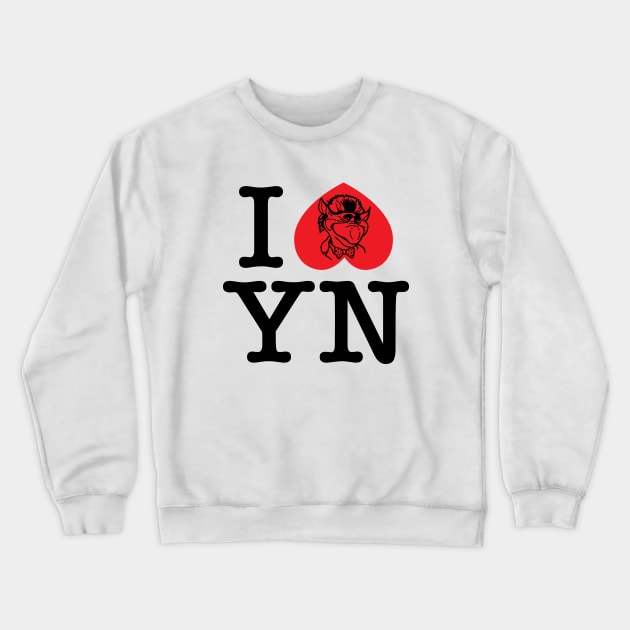 I Heart Yew Nork-Black Text Crewneck Sweatshirt by Podcast: The Ride